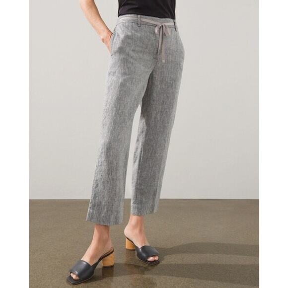 Chico's Tie-Front Linen Capri Crops Wide Leg Size 3 Large 16/18 - Picture 1 of 10
